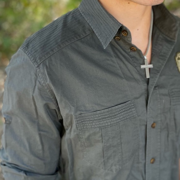 D&G DOLCE GABBANA SOLDIER GREEN ARMY LONG SLEEVE SHIRT M 48 UNIFORM SECURITY GUY - Picture 11 of 15